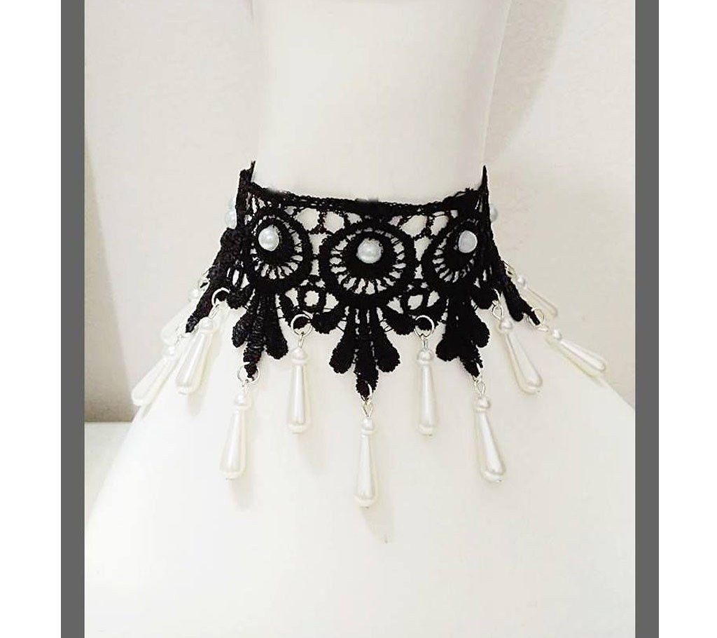 Black lace choker necklace
