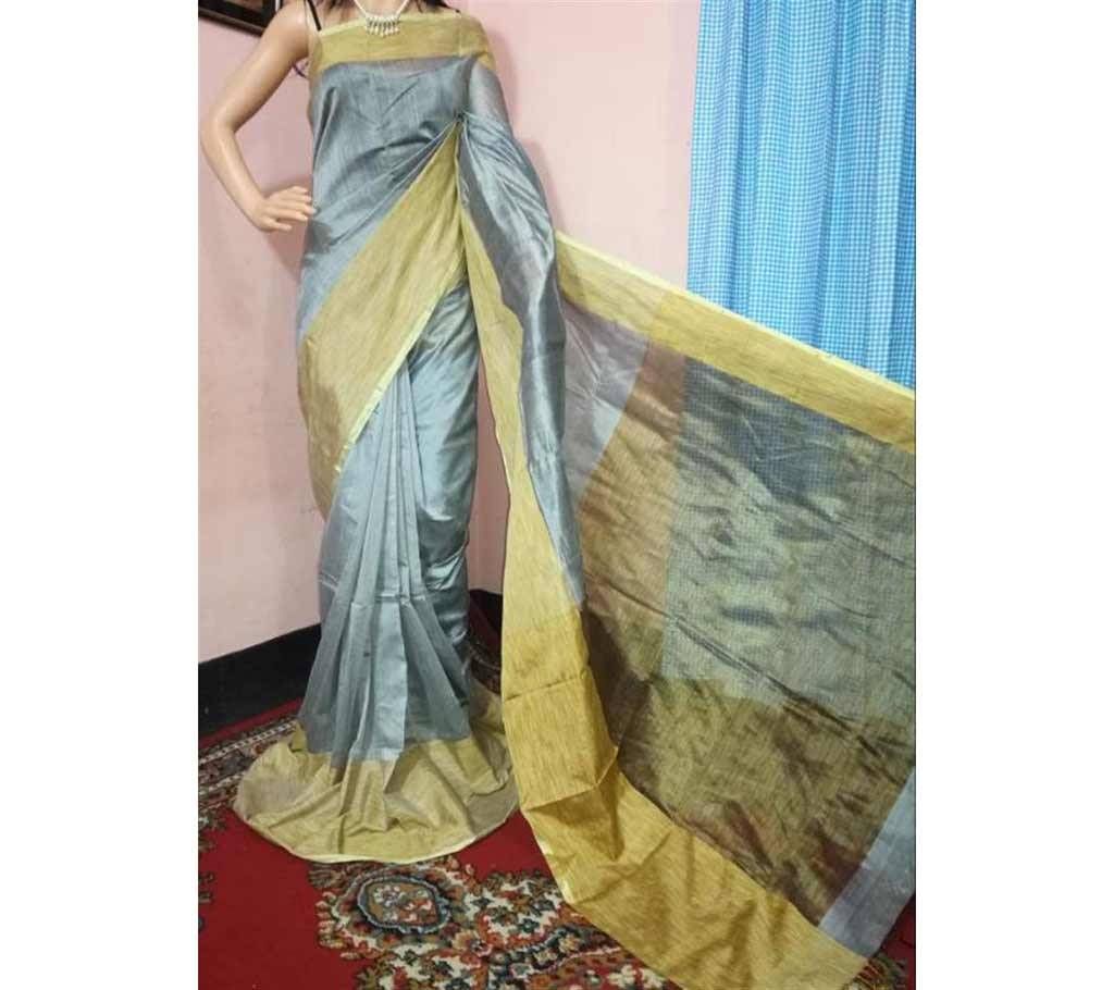 Gray soft half silk sharee