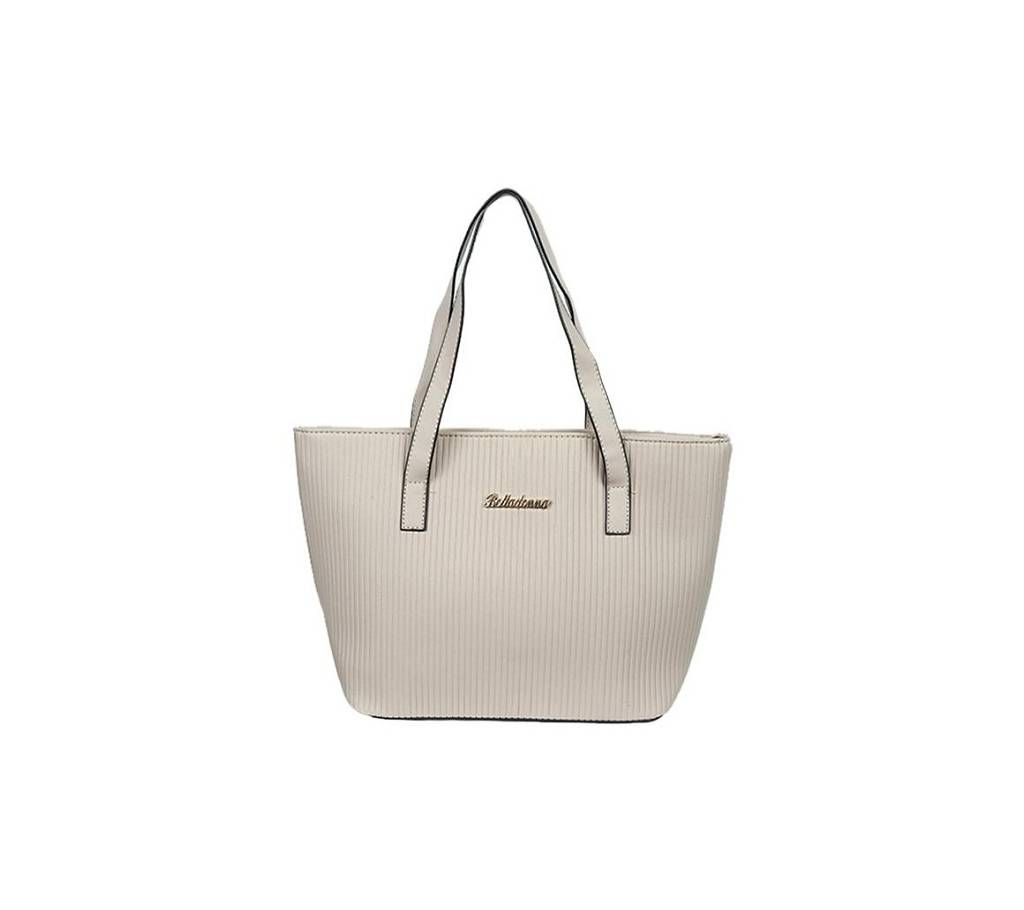Off White PU Leather Hand Bag for Women