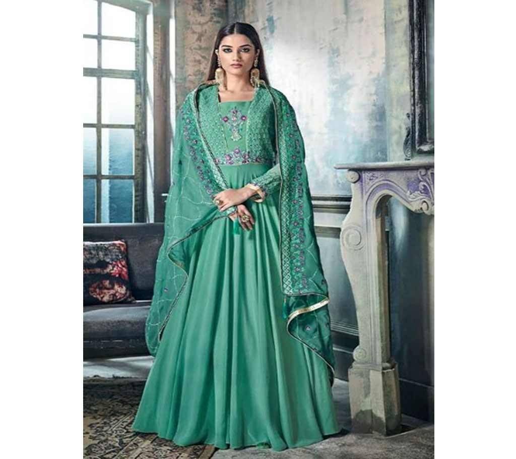 Hansa Husna Libas - Paste - 1002 Semi Stitched GEORGETTE Long Suit