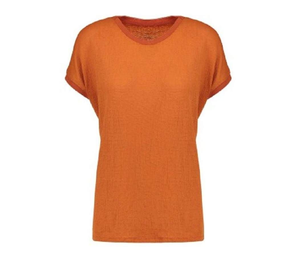 Ladies Branded Multicolored Basic Stretch Scoop Neck T-Shirt