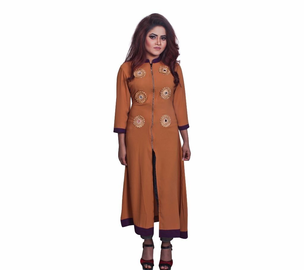 Stitched Zipper Closer Georgette Long Kurti