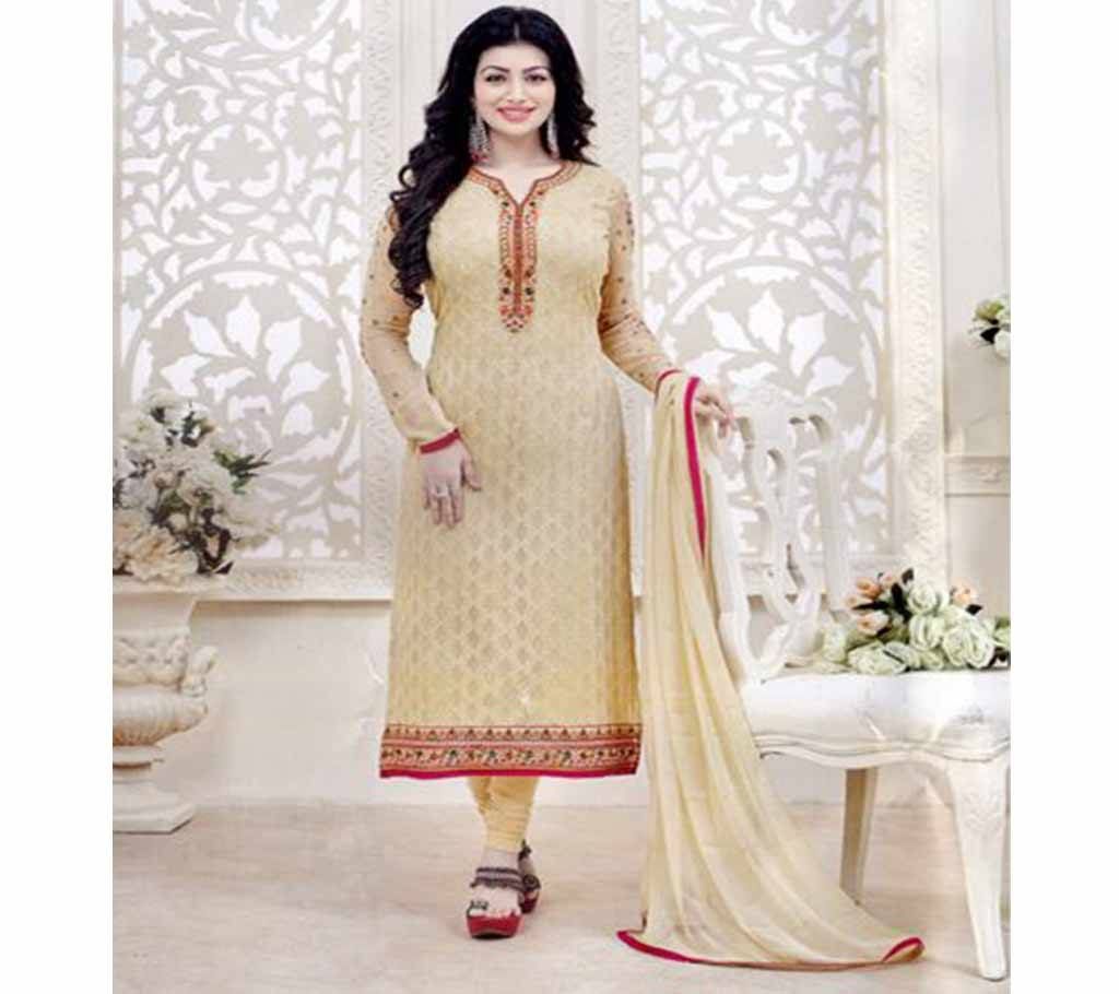 Unstitched Gorgeous Embroidery Indian Three Piece Dress Copy