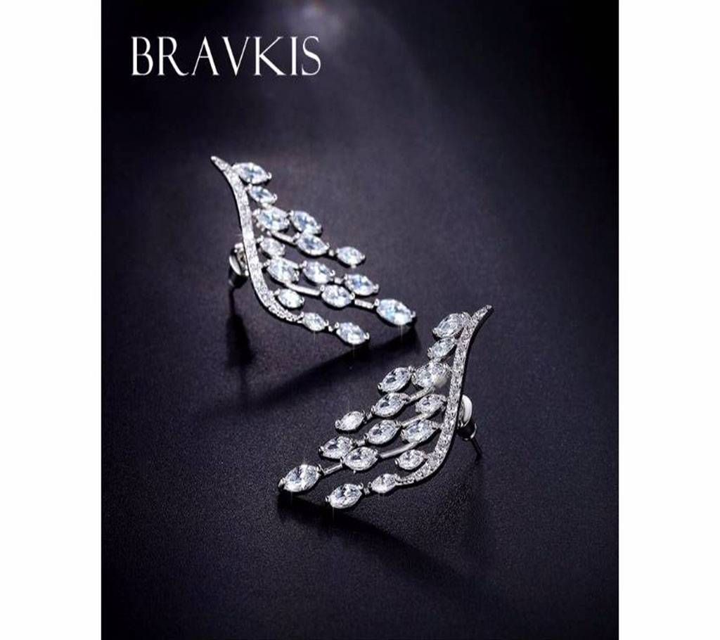 Cubic zirconia wing stud earrings for women stone
