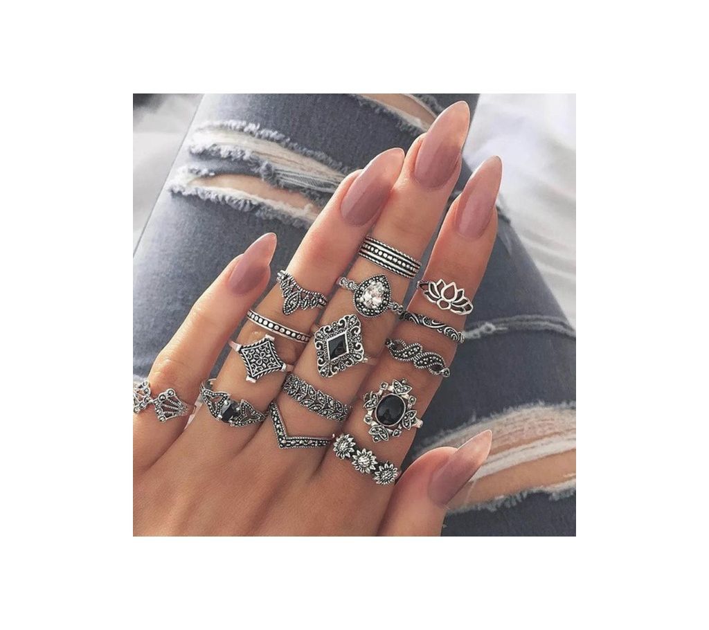 15pcs/set Punk Knuckle Rings Sets for Women 