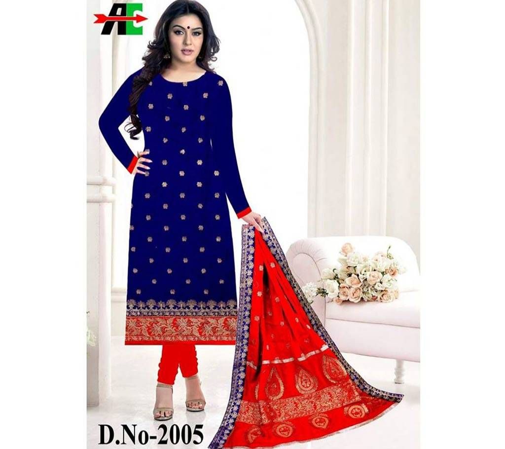 Unstitched Cotton katan work Pure cotton