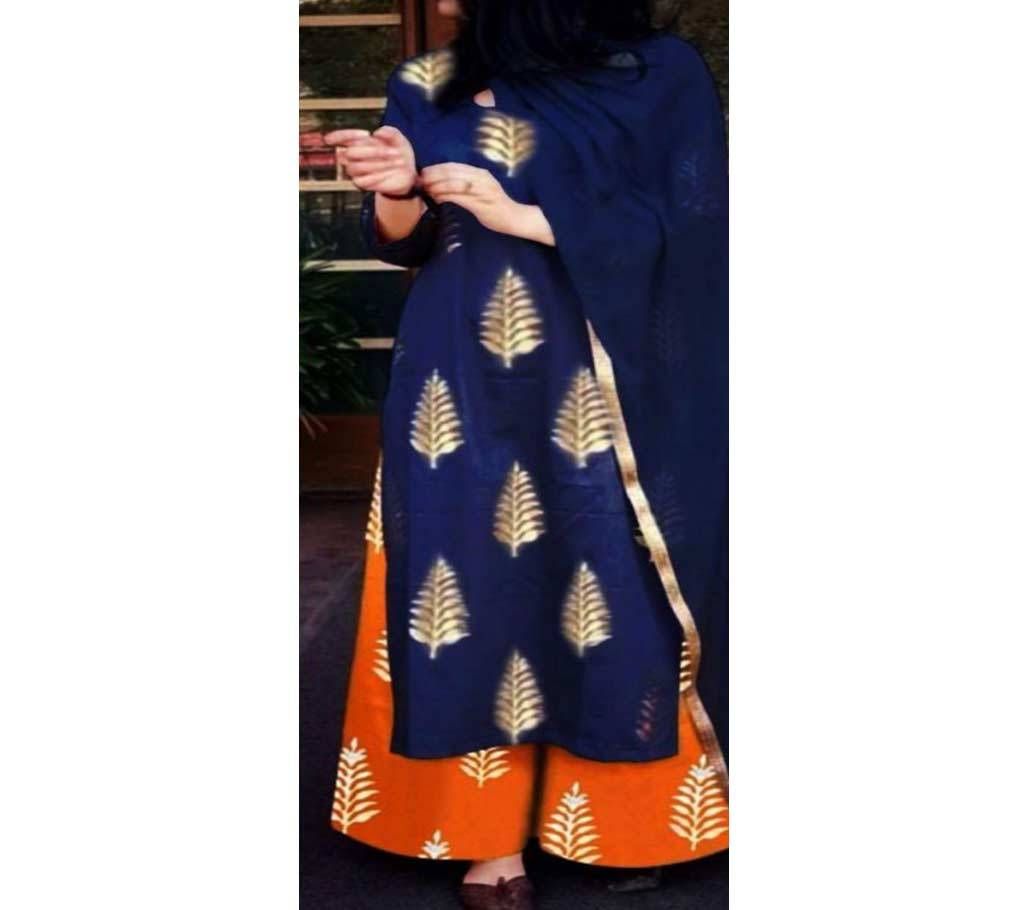 Un-stitched block printed cotton salwar kameez seblock-490