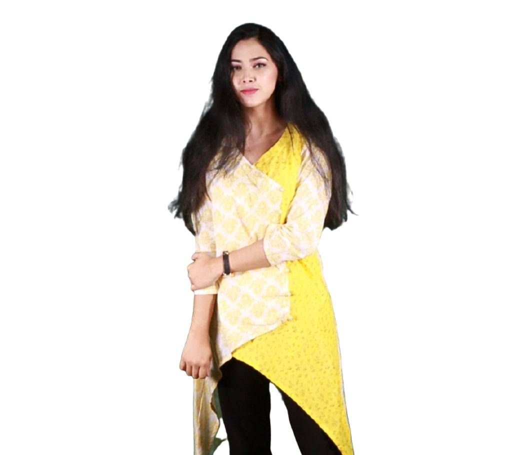 White & Yellow Joypuri Cotton Kurti
