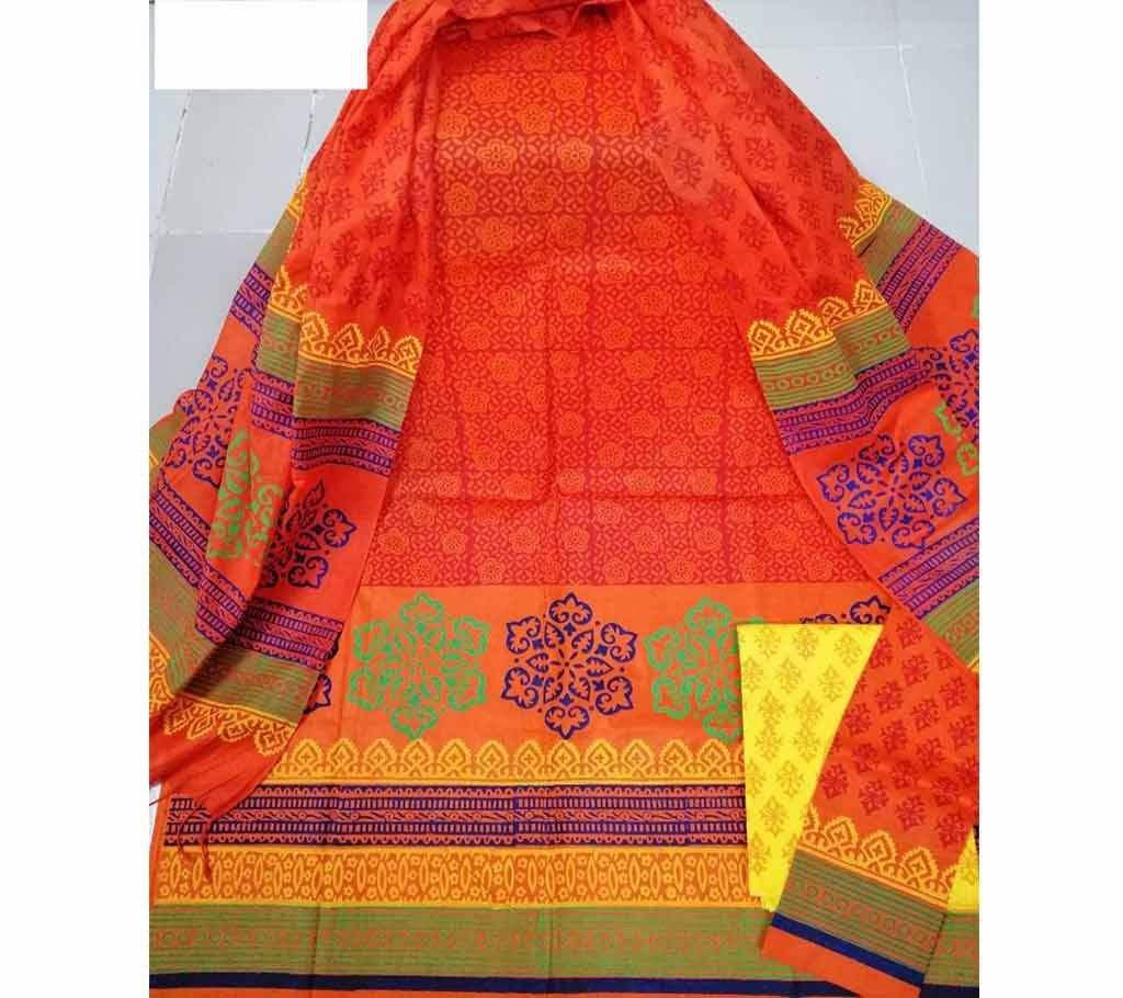 Unstitched Cotton Block Three Piece - 471