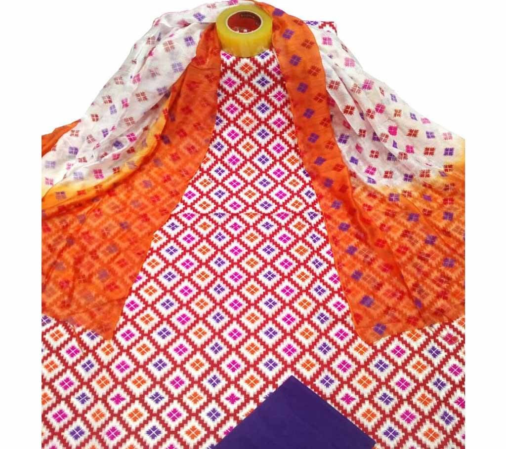 Unstitched skin printed cotton salwar kameez fs-1025