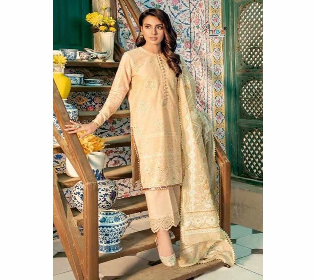 Shree Qalamkar Summer Spring Collection - 8005 - Tan Cream Cotton 3Pcs