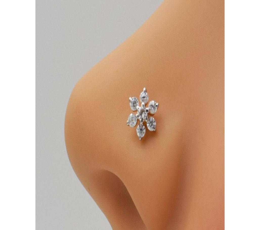 Six Leaf Zironia Gold Nose Pin