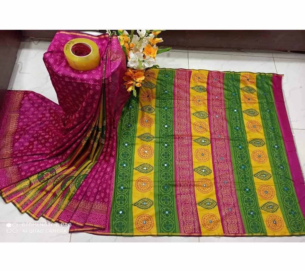 Half Silk Saree With Dollar And Embroidery Work 