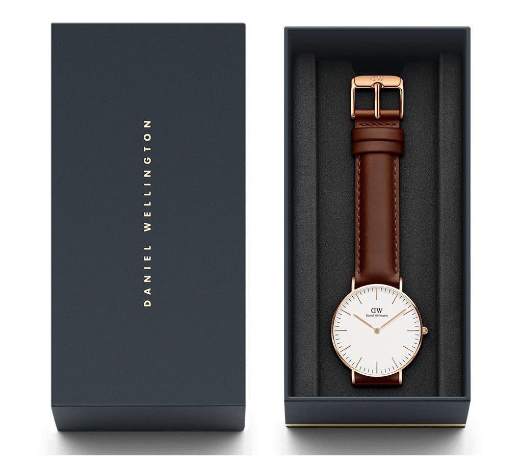 DW Strap Leather Analog  Watch For Men -Copy