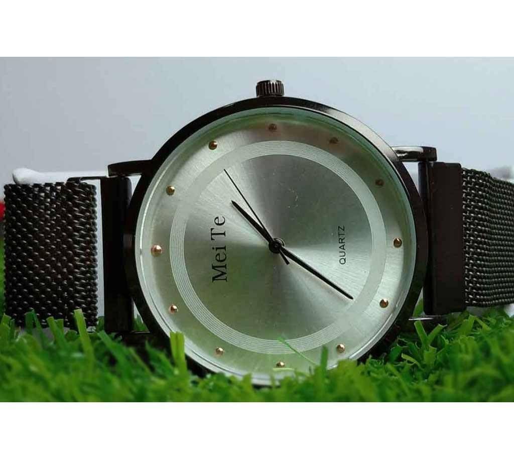 MeiTe Analogue White Dial Multifunction Stainless Steel Men,s Womens Watch
