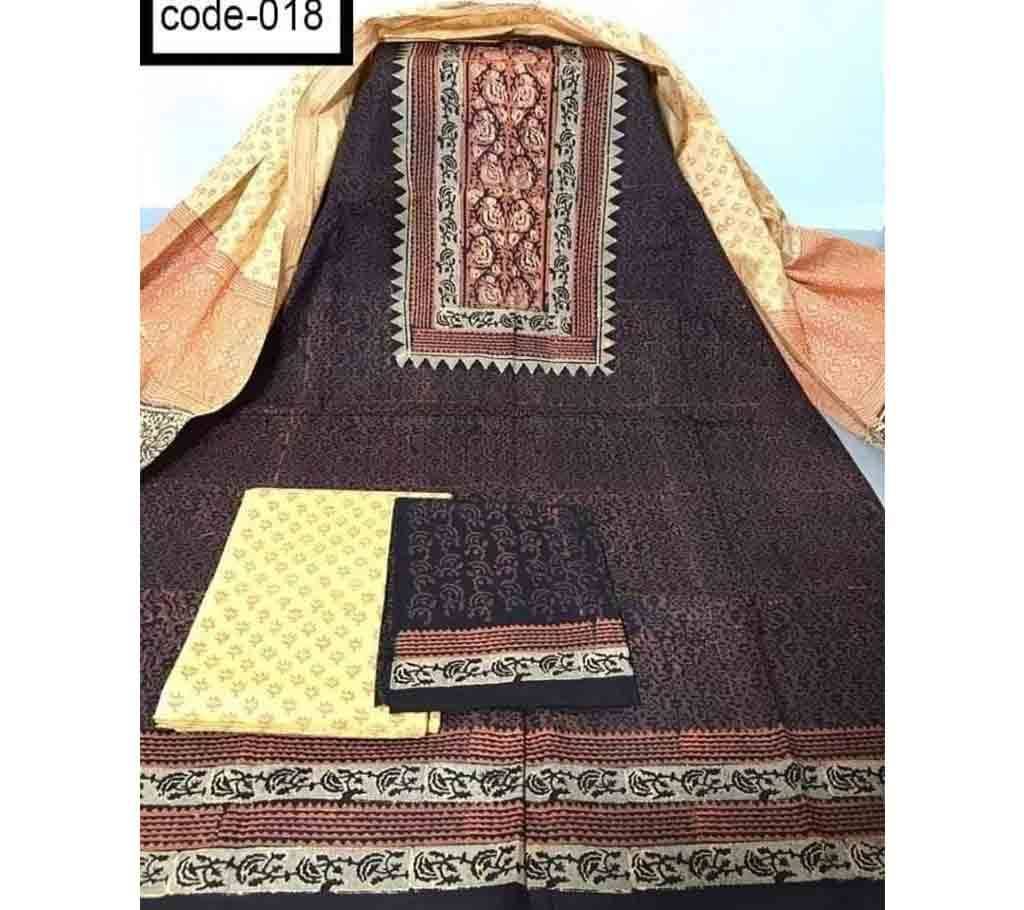 Cotton unstitched 3 piece
