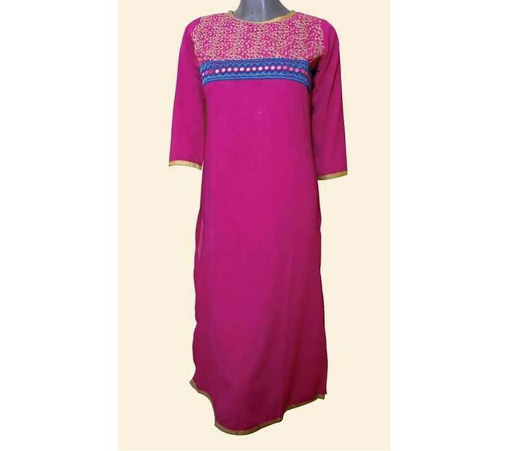 Georgette Embroidery Pink Kameez