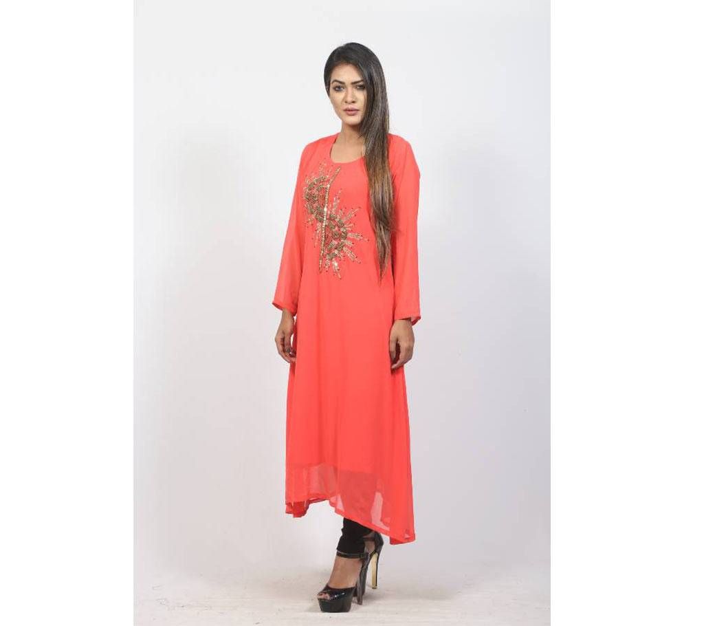 Salmon Georgette Kurti For Women
