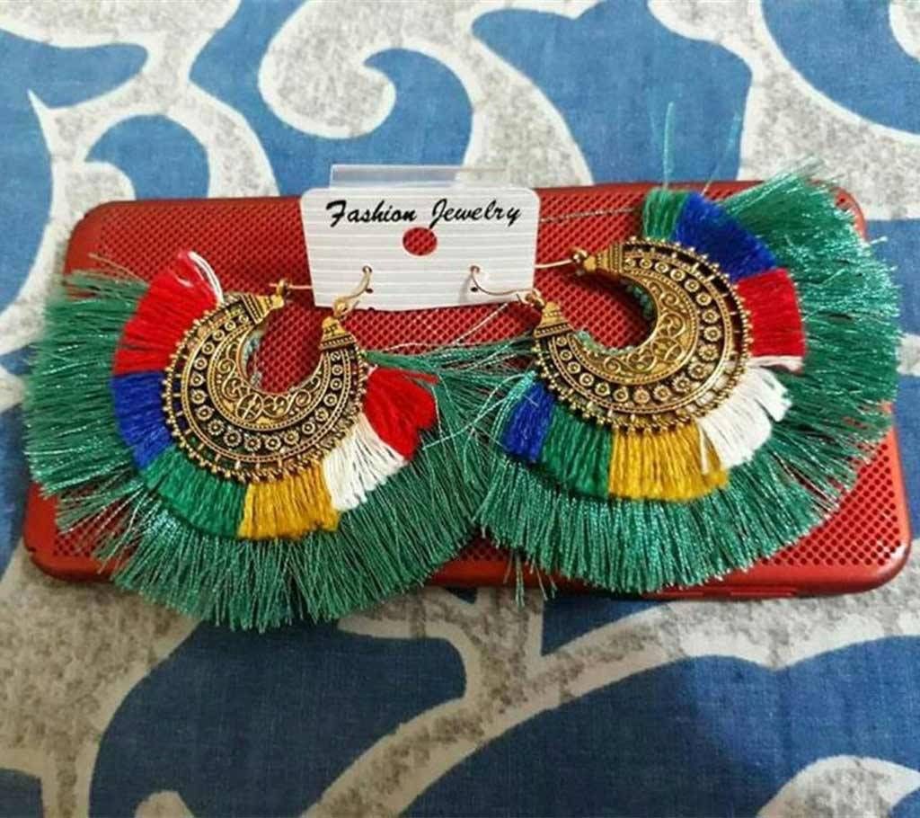 thread earring green color 