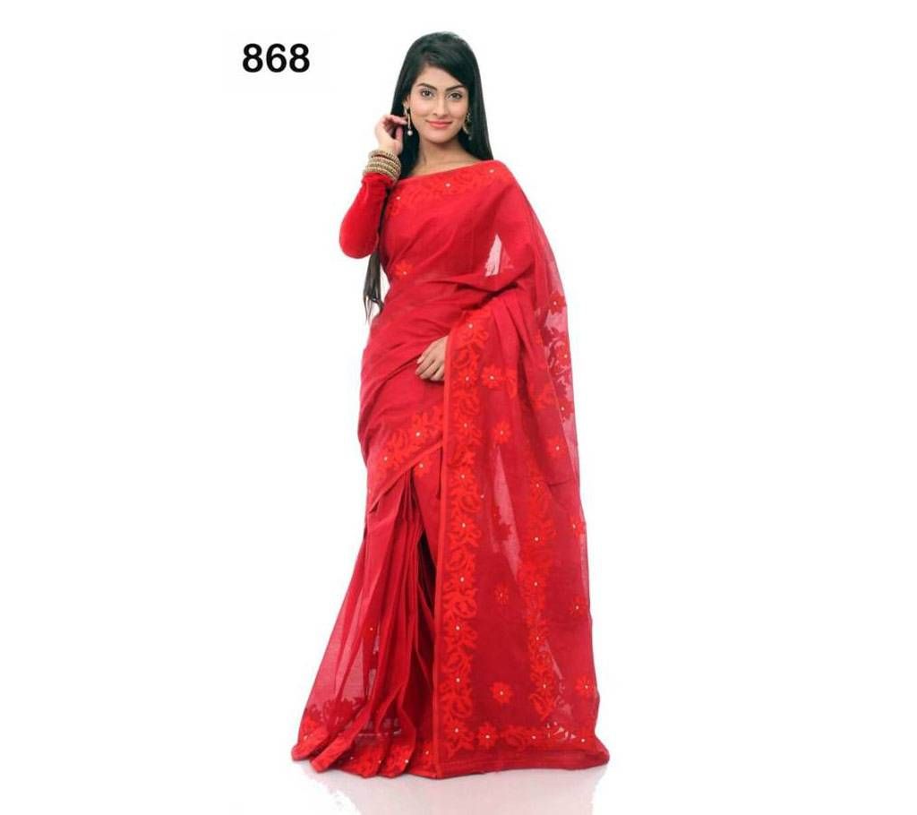 Red Color Pure Cotton hand embroidery & Applique