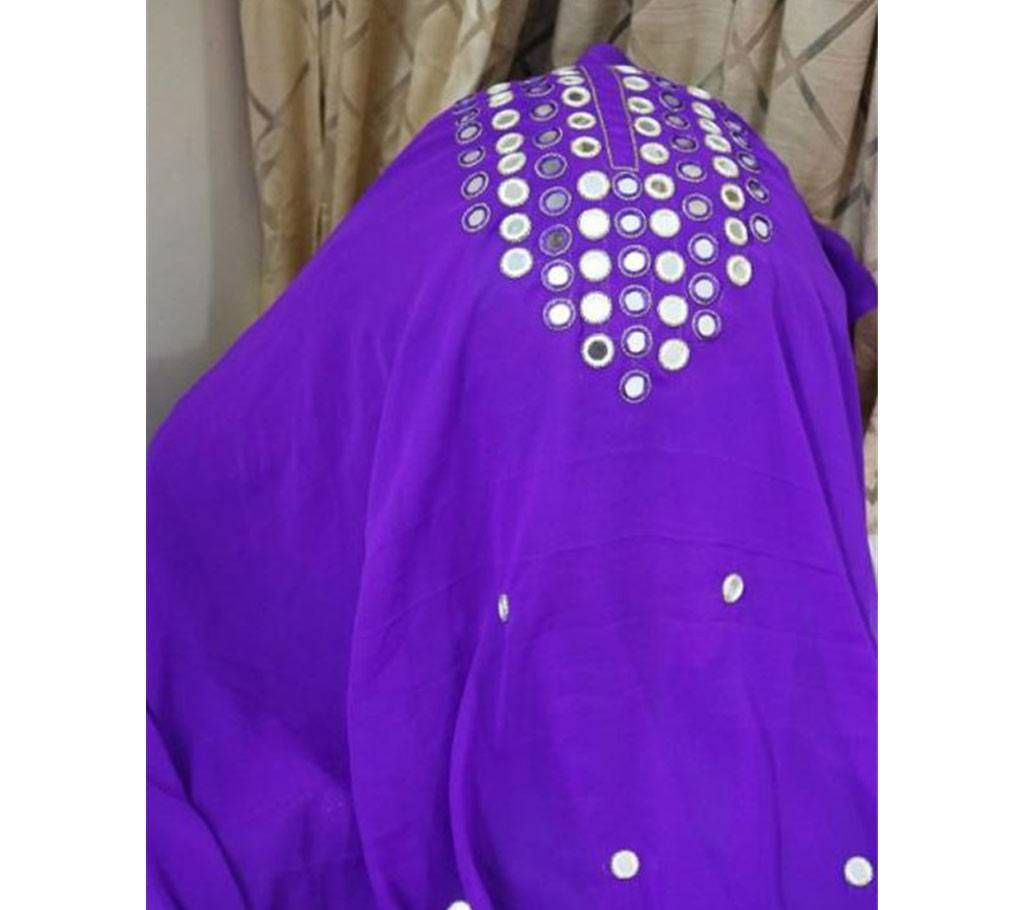 Unstitched Georgette Embroidery Purple Color Mirror Work Kameez