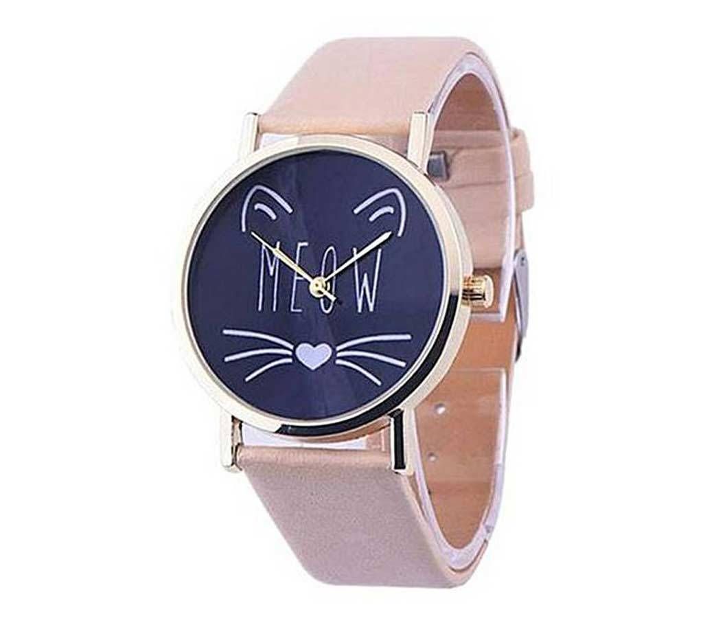 Girls Station Cream Analogue Watch for Women