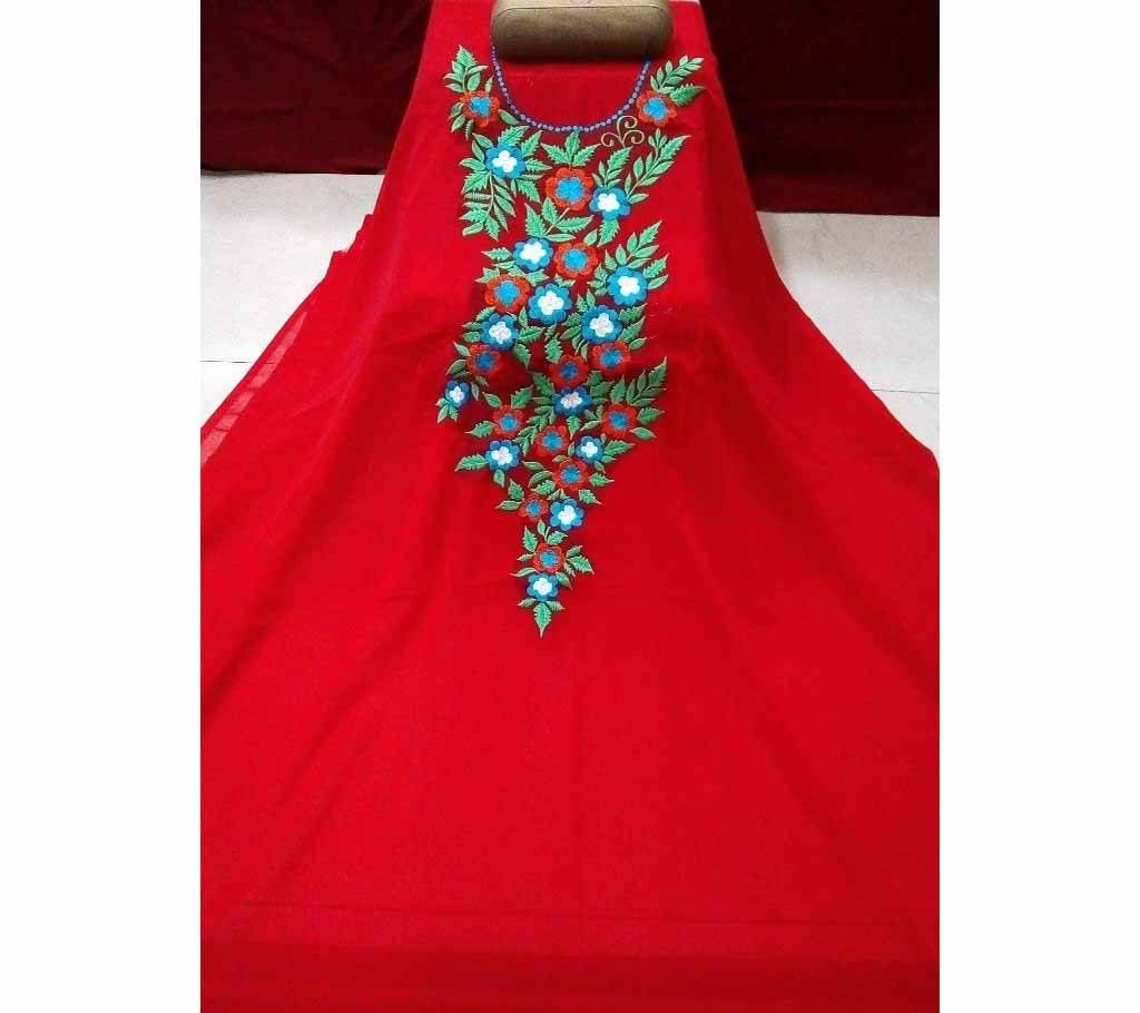 Unstitched Georgette Embroidery One Piece