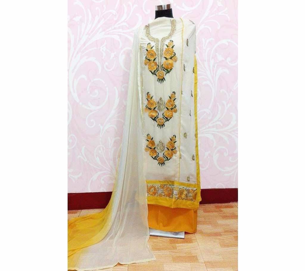 Indian unsttched embroidery Georgette three-piece