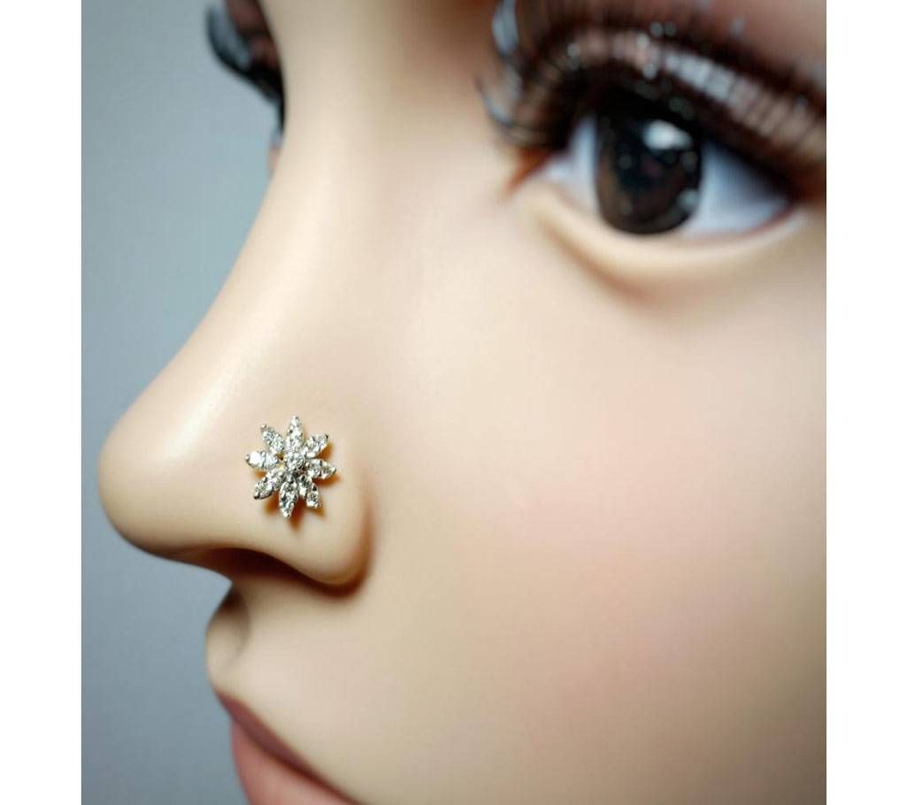 18k gold 17 diamonds flower nosepin