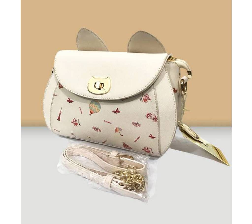 Off-White Artificial Leather Hand Bag for Women
