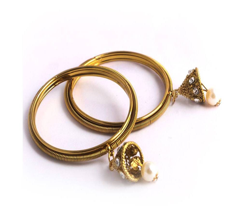 gold plated stone setting Jhumka churi - 2 pcs