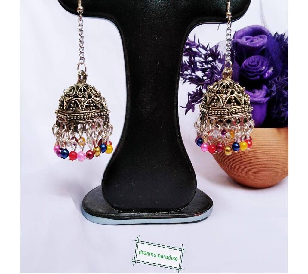 multi color pearl setting jhumka 