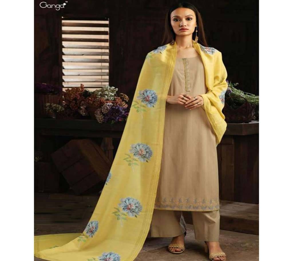 Ganga Unstitched Cotton Three Piece 7407