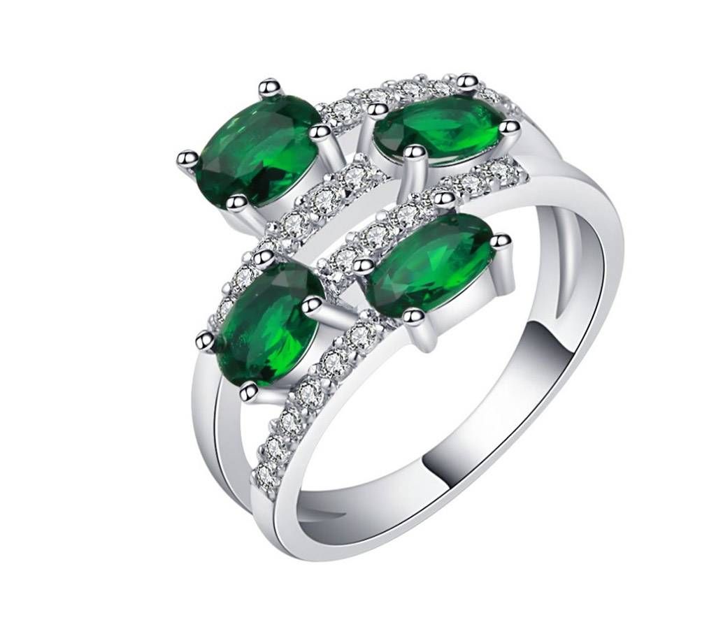 Silver Plated Finger Ring CZ Vintage Ring