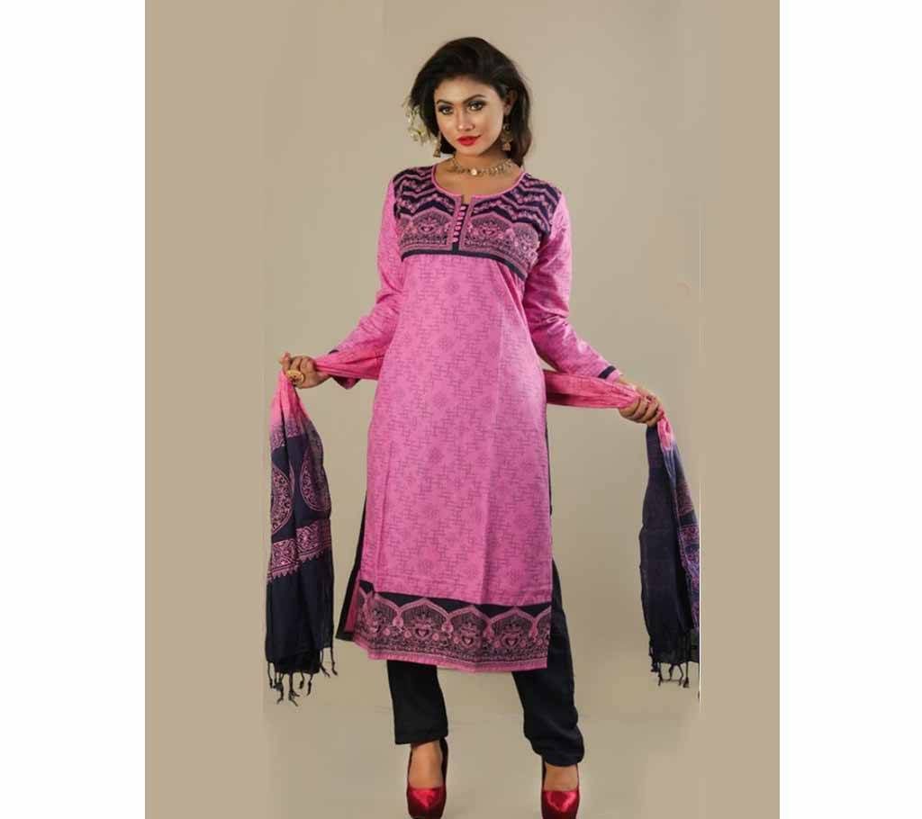 Cotton Skin Print & Embroidery Work Three Piece