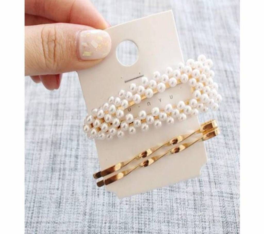 3Pcs/Set Pearl Metal Women Hair Clip