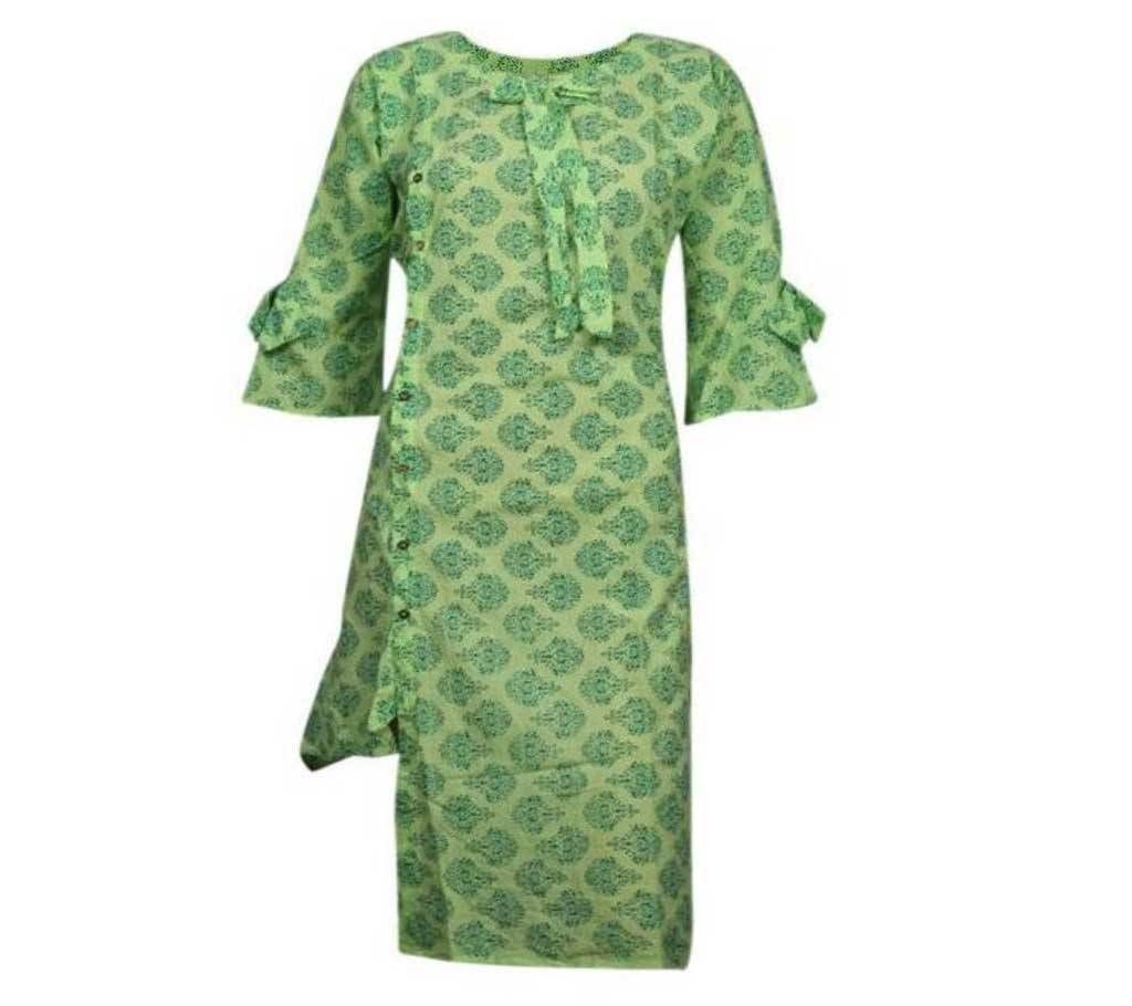 Green Print Cotton Batik Kurti (One Pcs) For Women