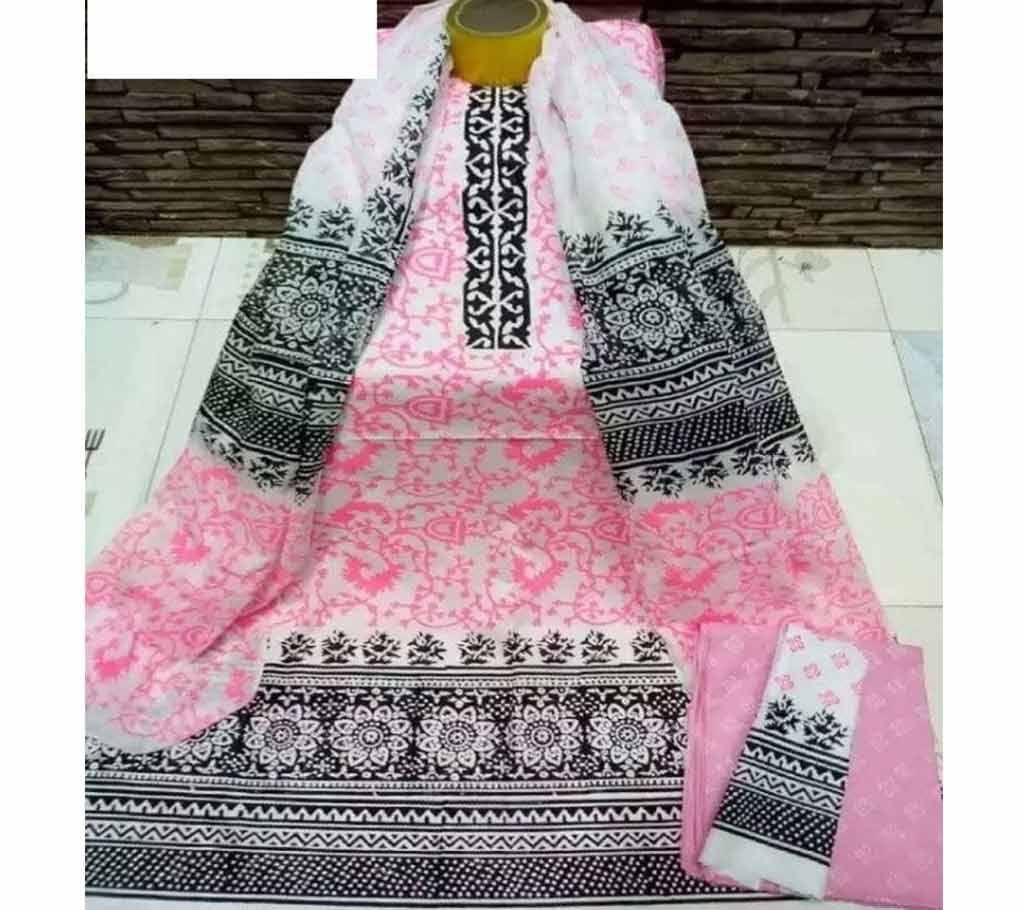 Unstitched Cotton Block Three Piece - 277