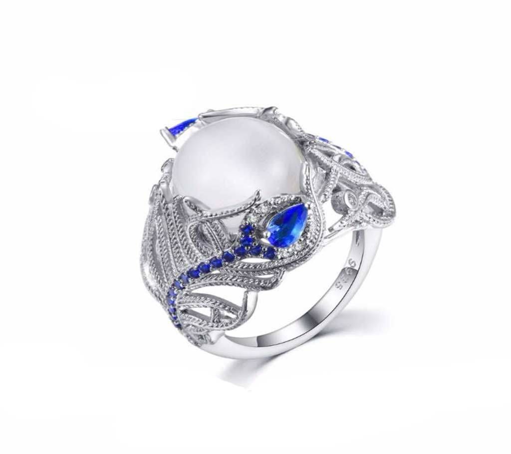 Blue Zircon Moonstone Ring For Women