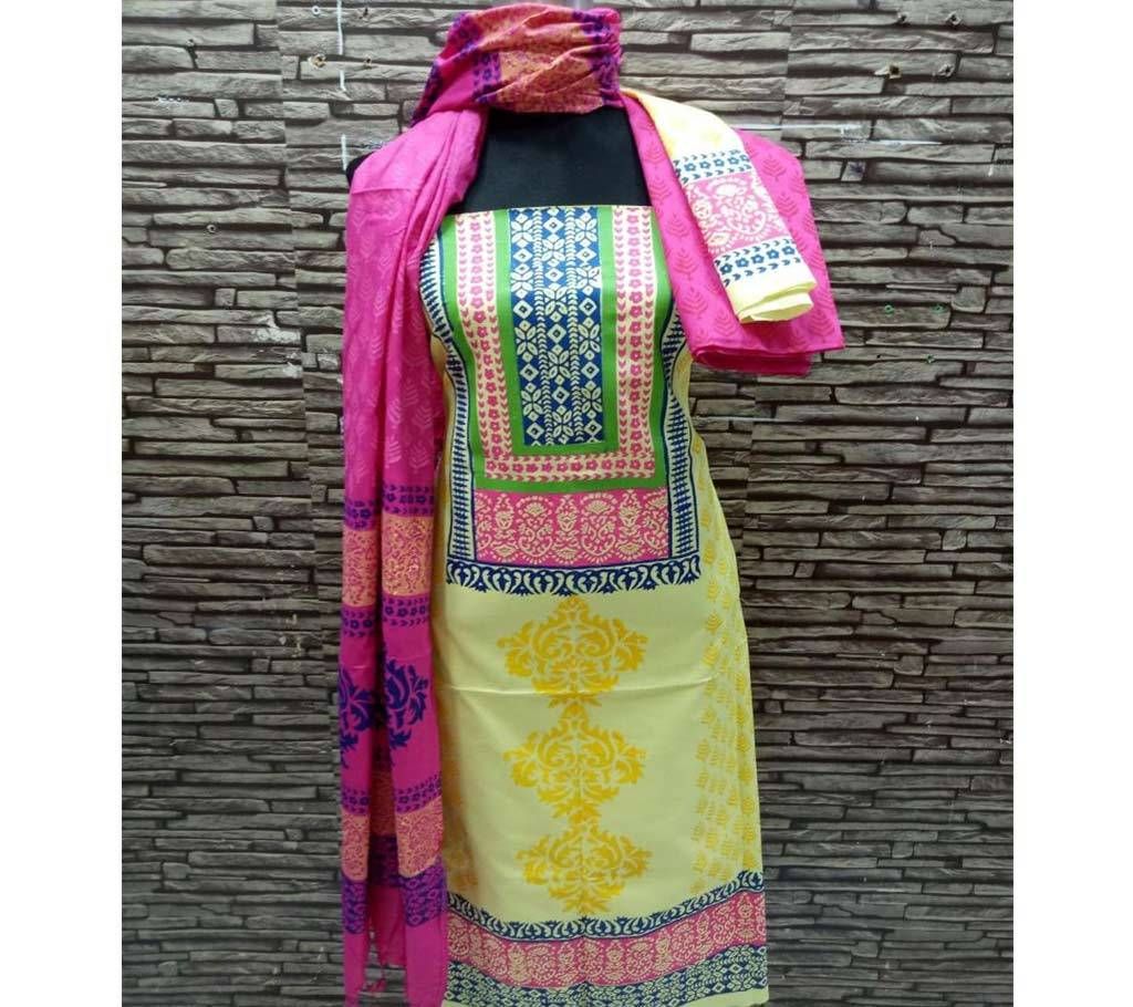 Deshi Cotton Unstitched Screen Printed 3Pcs - C102 - MHG