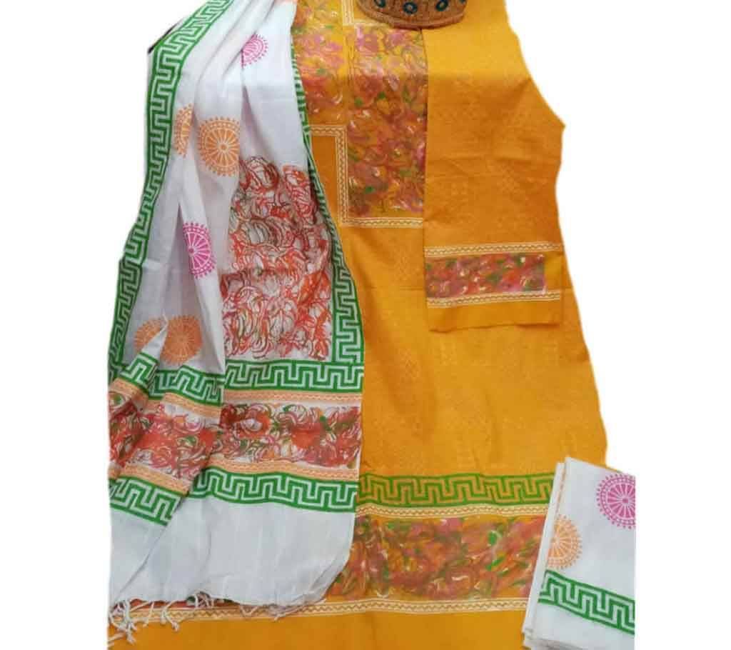 Unstitched Block Printed Three-Piece 07