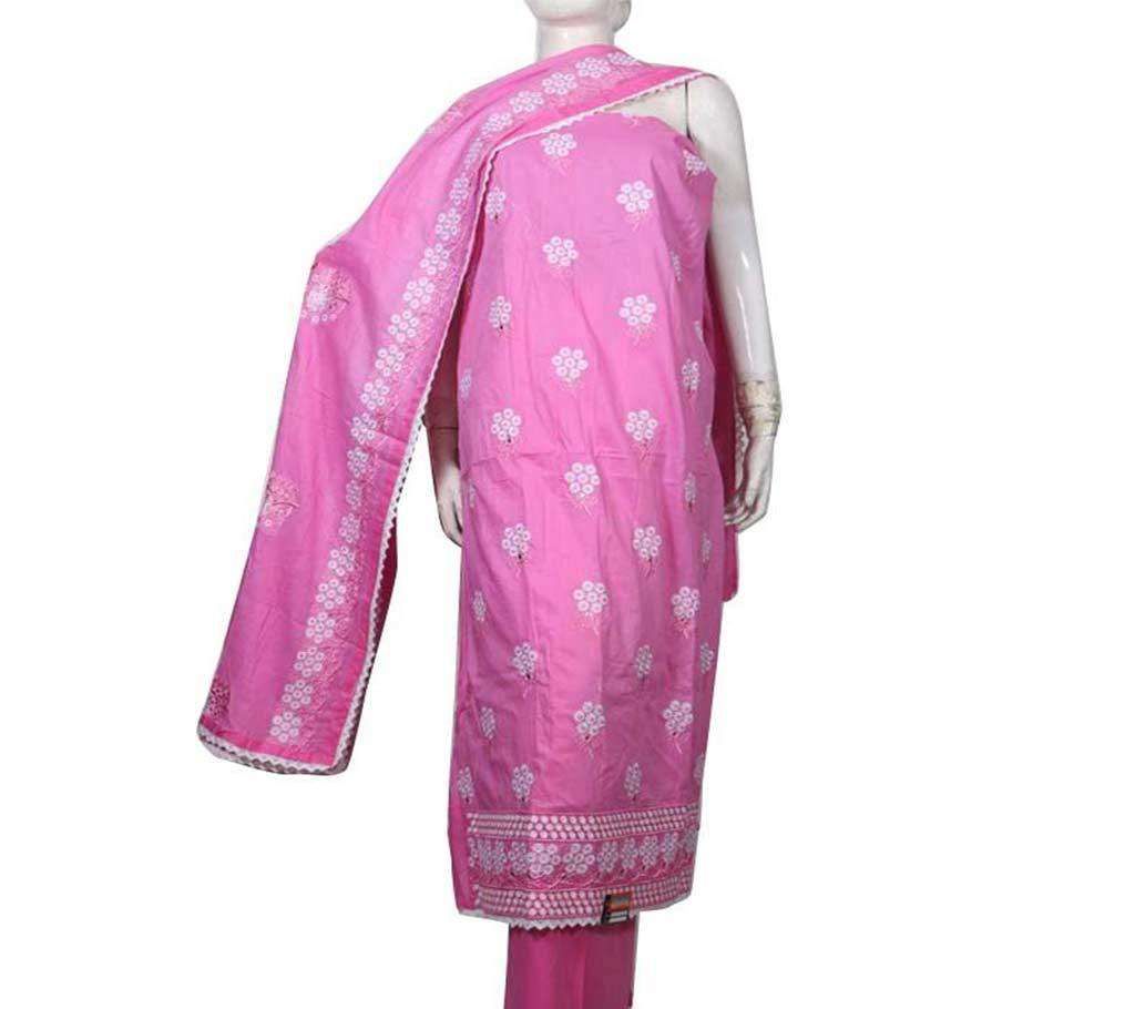 Unstitched Cotton Insaf three piece with quality embroidery work