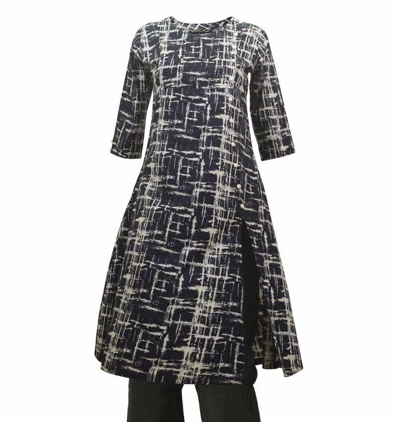 AOP Front Slit Tunic For Women