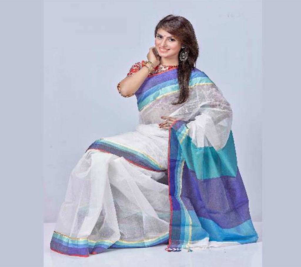 White half silk sharee