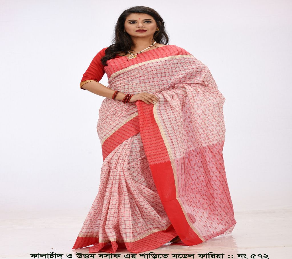 colorful cotton sharee with pendant 