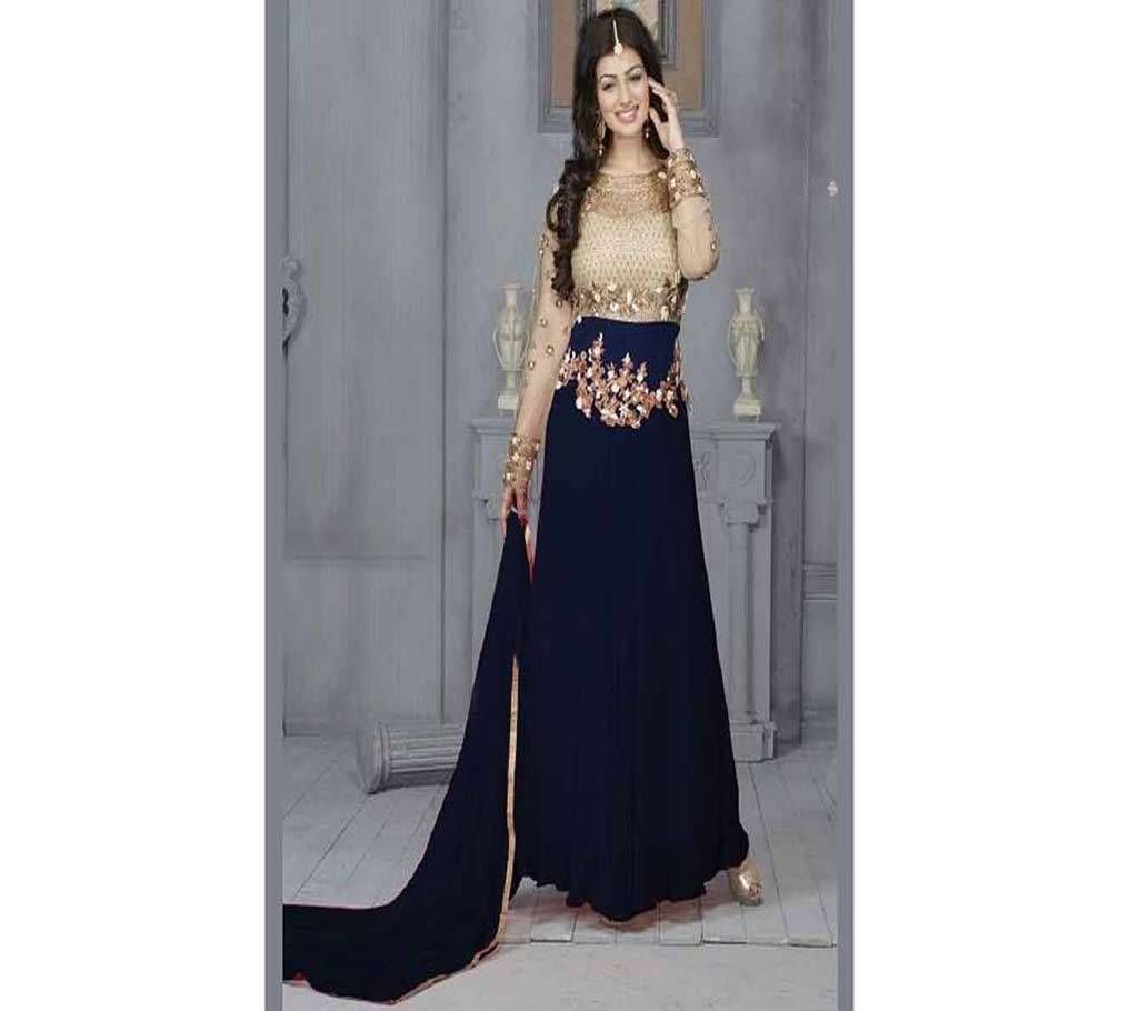 Blue Georgette long anarkoli suit- copy 