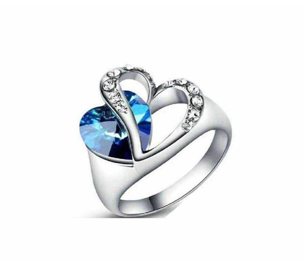 heart shaped silver plated ladies finer ring 