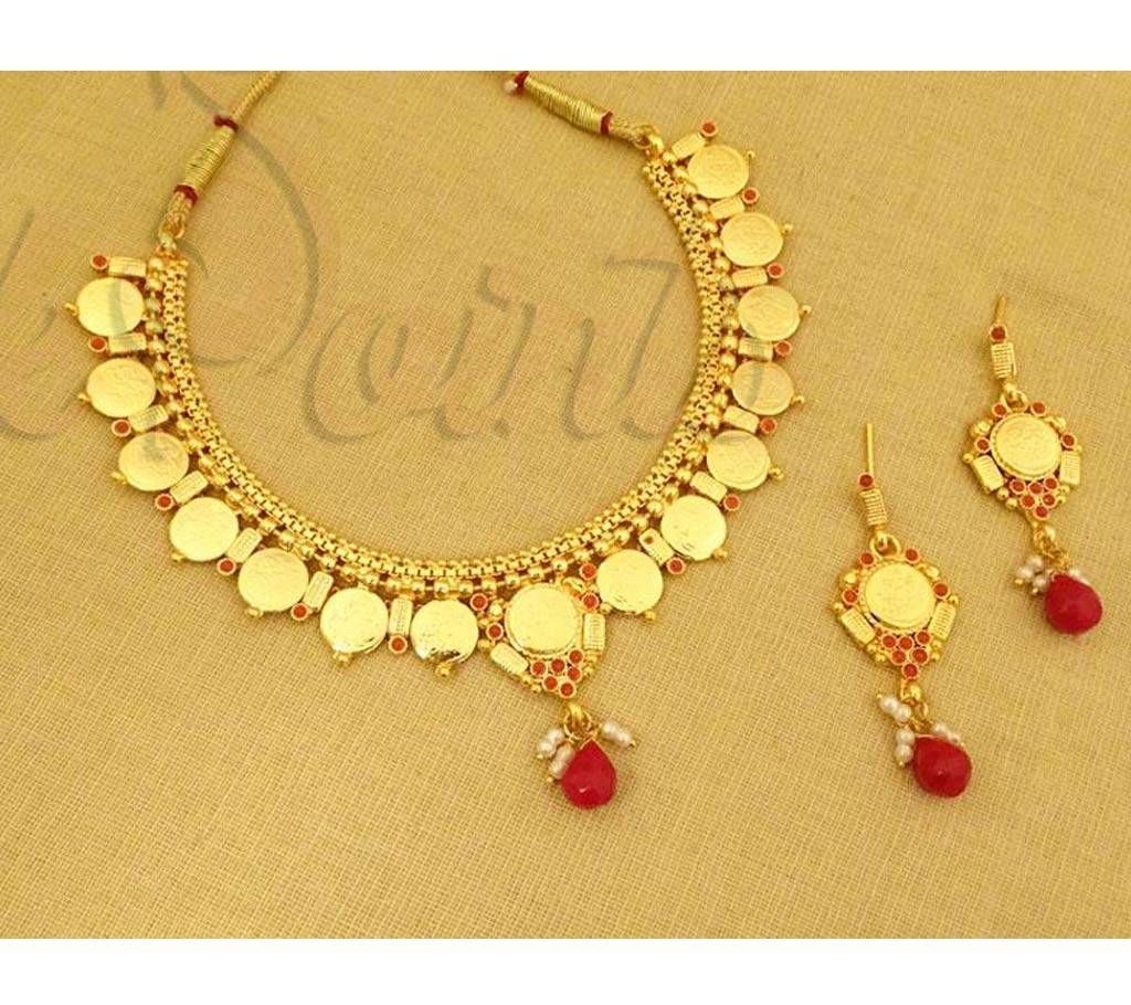 SOUTH INDIAN TEMPLE JEWELLERY LAXMI COIN NECKLACE SET (by Pink Point - CN-34-77)