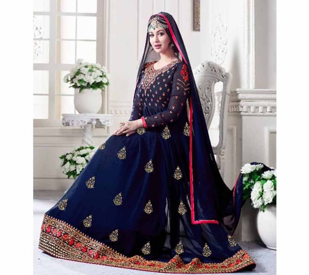 UNSTITCHED GEORGETTE WITH EMBROIDERY WORK FLOOR Touch ANARKALI SALWAR SUIT  ayesha 017
