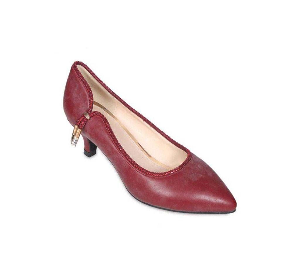 Moochie Maroon Leather Ladies Heel